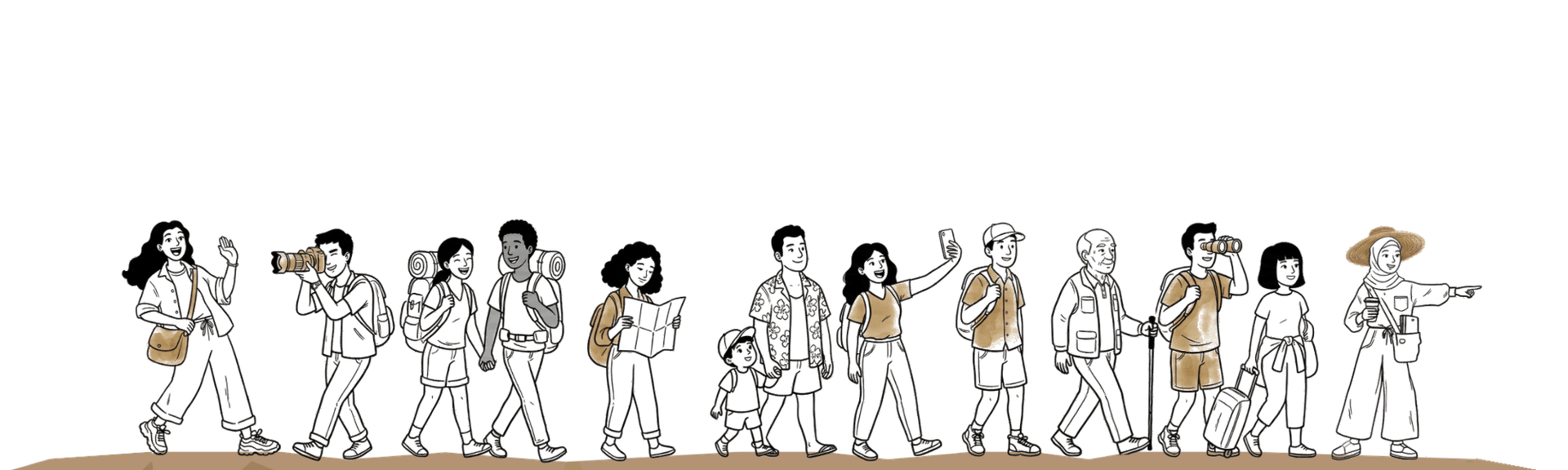 Mbak Indah, Mbak Nesia, and travelers exploring Indonesia