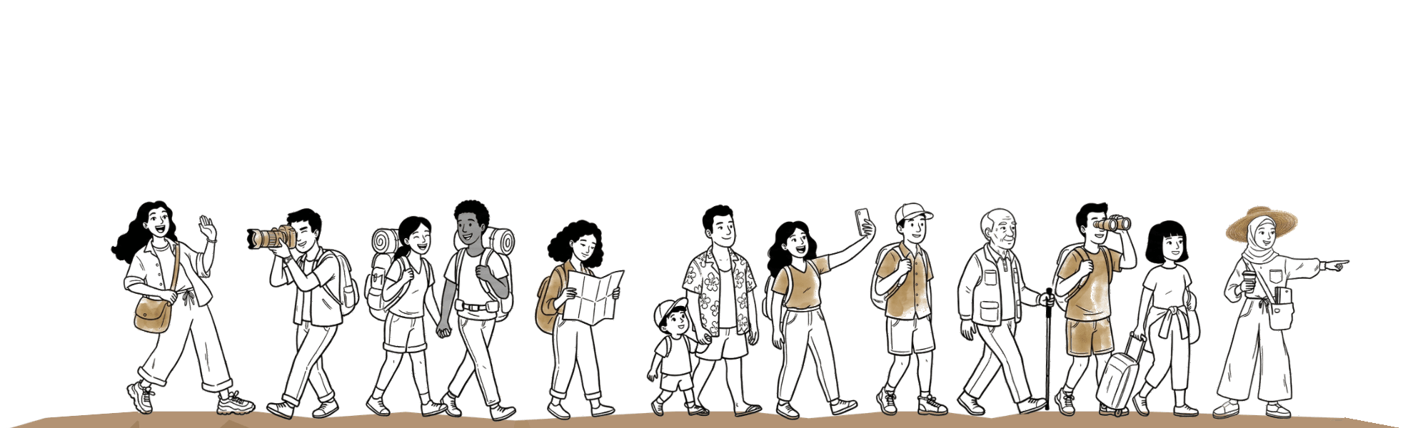 Mbak Indah, Mbak Nesia, and travelers exploring Indonesia