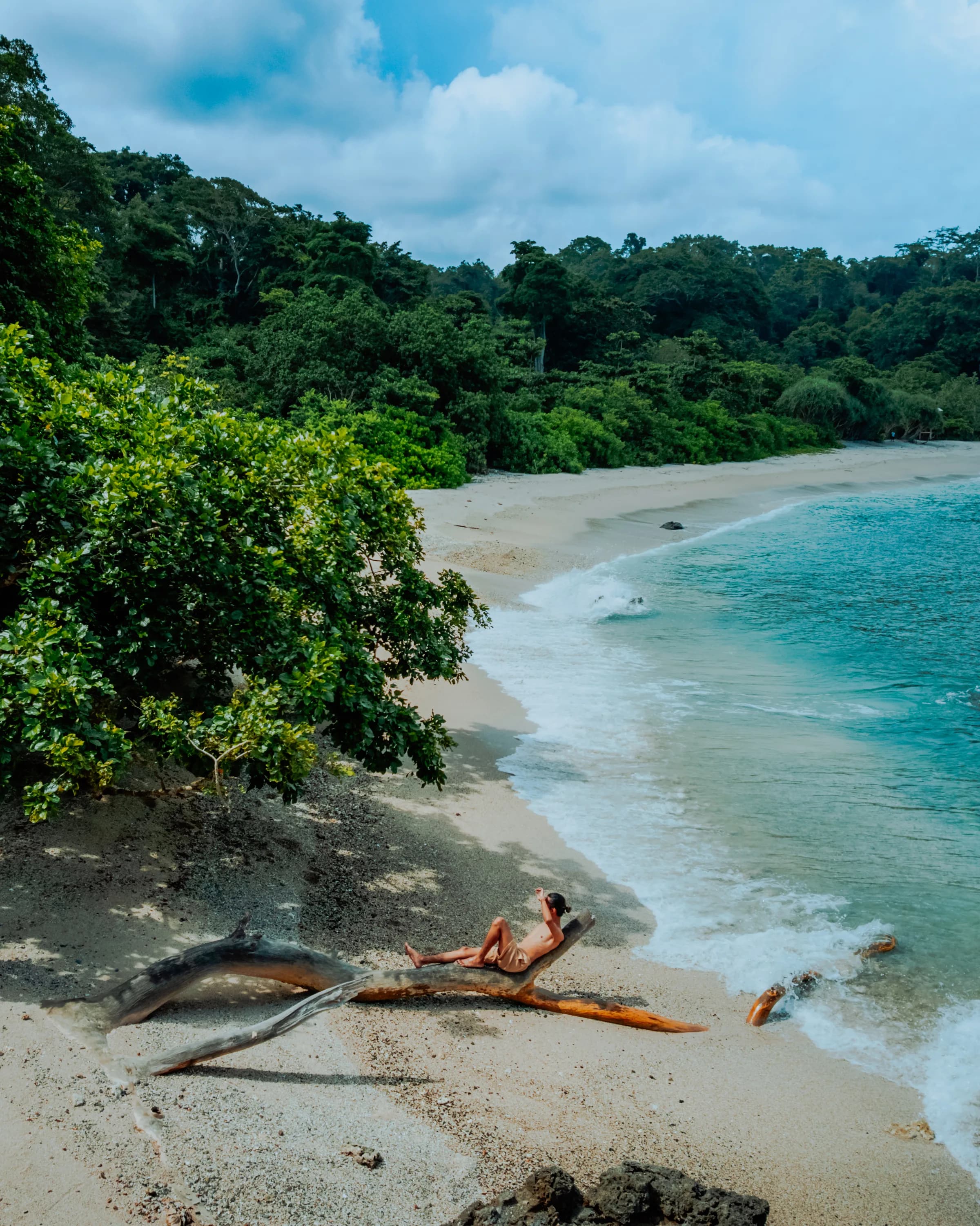 Secluded jungle-backed beach at Wedi Ireng