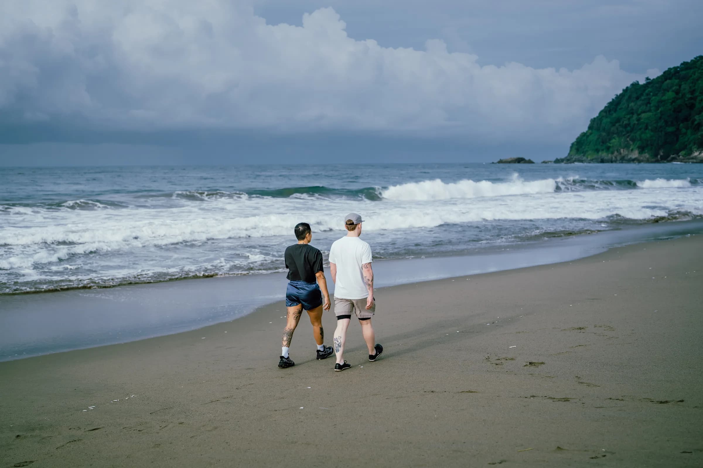 Walking Sukamade's wild beach at dusk